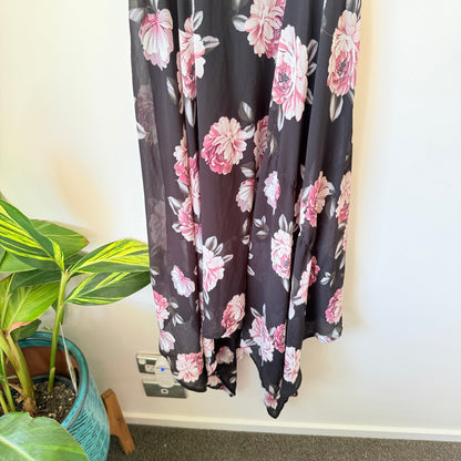 PAGANI Black Pink Floral High-Low Halter Dress - Size 6