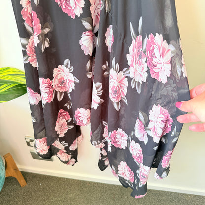 PAGANI Black Pink Floral High-Low Halter Dress - Size 6