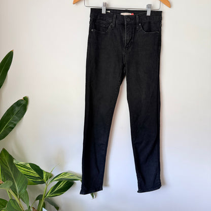 Levi 312 Shaping Slim Size 25 Black Skinny Denim Jeans