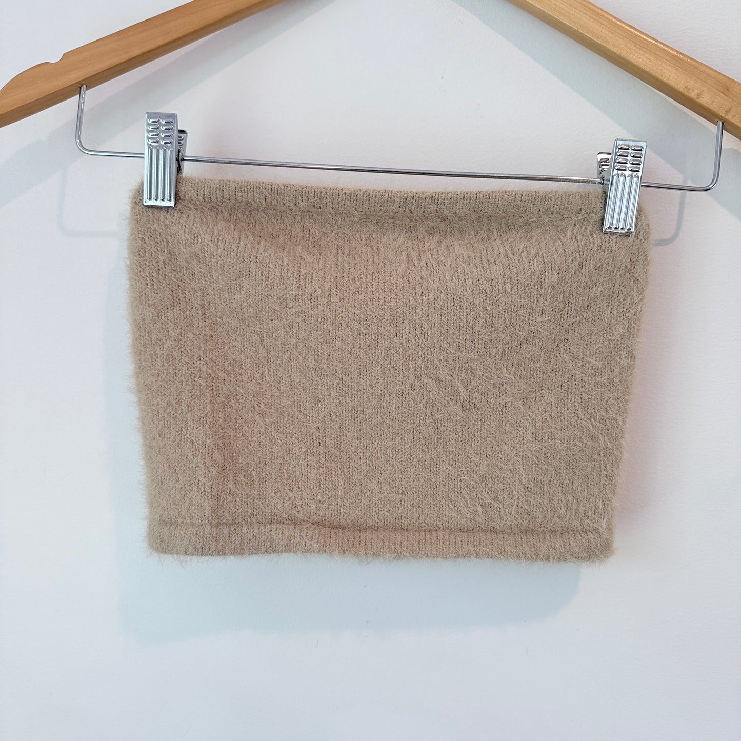 Glassons Size S Beige Fuzzy Knitted Tube Top