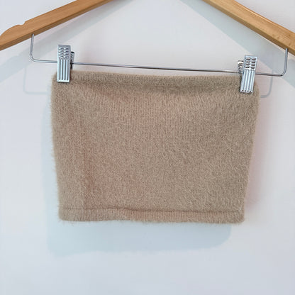 Glassons Size S Beige Fuzzy Knitted Tube Top