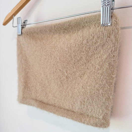 Glassons Size S Beige Fuzzy Knitted Tube Top