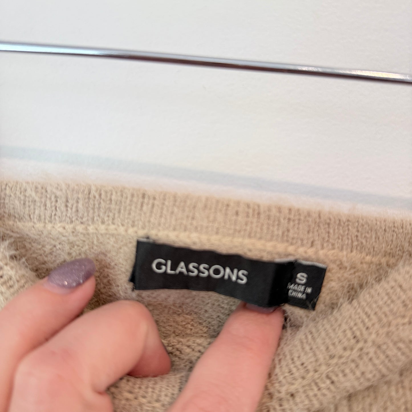 Glassons Size S Beige Fuzzy Knitted Tube Top