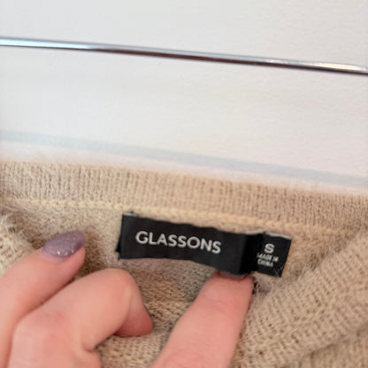Glassons Size S Beige Fuzzy Knitted Tube Top
