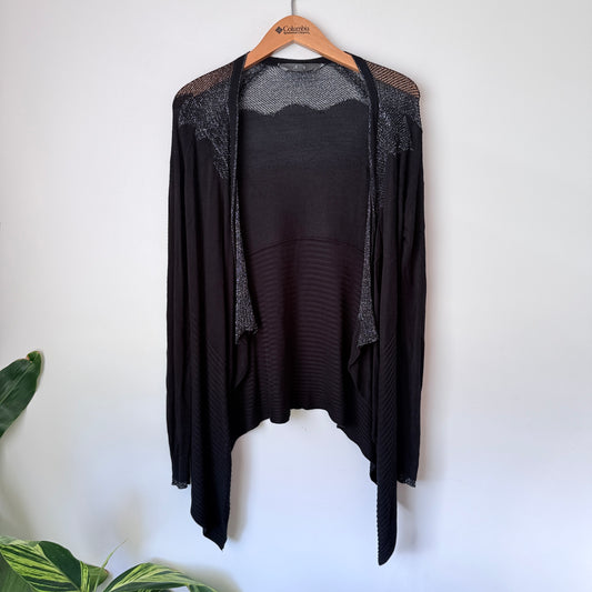 Max Size S Black Open-Front Cardigan