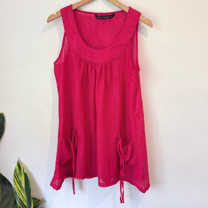 Ella J Black Label Size 12 Hot Pink Sheer Tunic Top