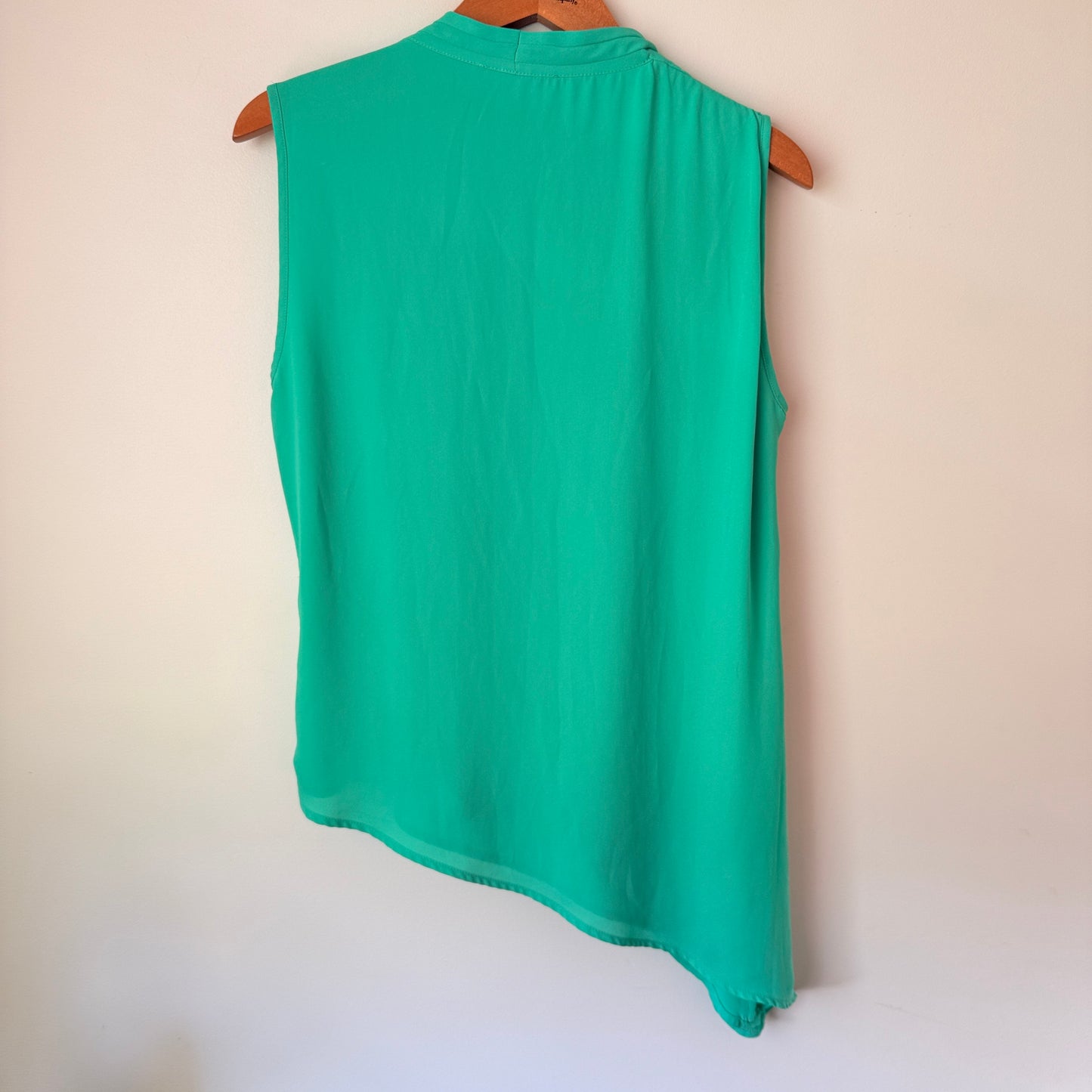 Diana Ferrari Size 10 Sleeveless Top with Draped Surplice V-Neck & Asymmetrical Hem