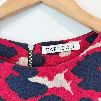 Carlson Size 12 Red, Black & White Print Midi Dress