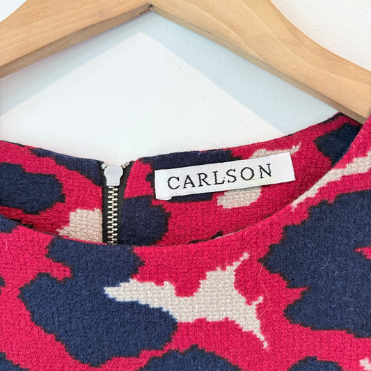 Carlson Size 12 Red, Black & White Print Midi Dress