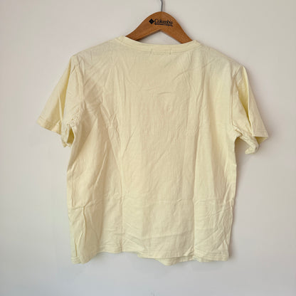 Peach Size U/Arm to U/Arm 49cm Light Yellow Cotton T-Shirt