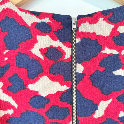 Carlson Size 12 Red, Black & White Print Midi Dress