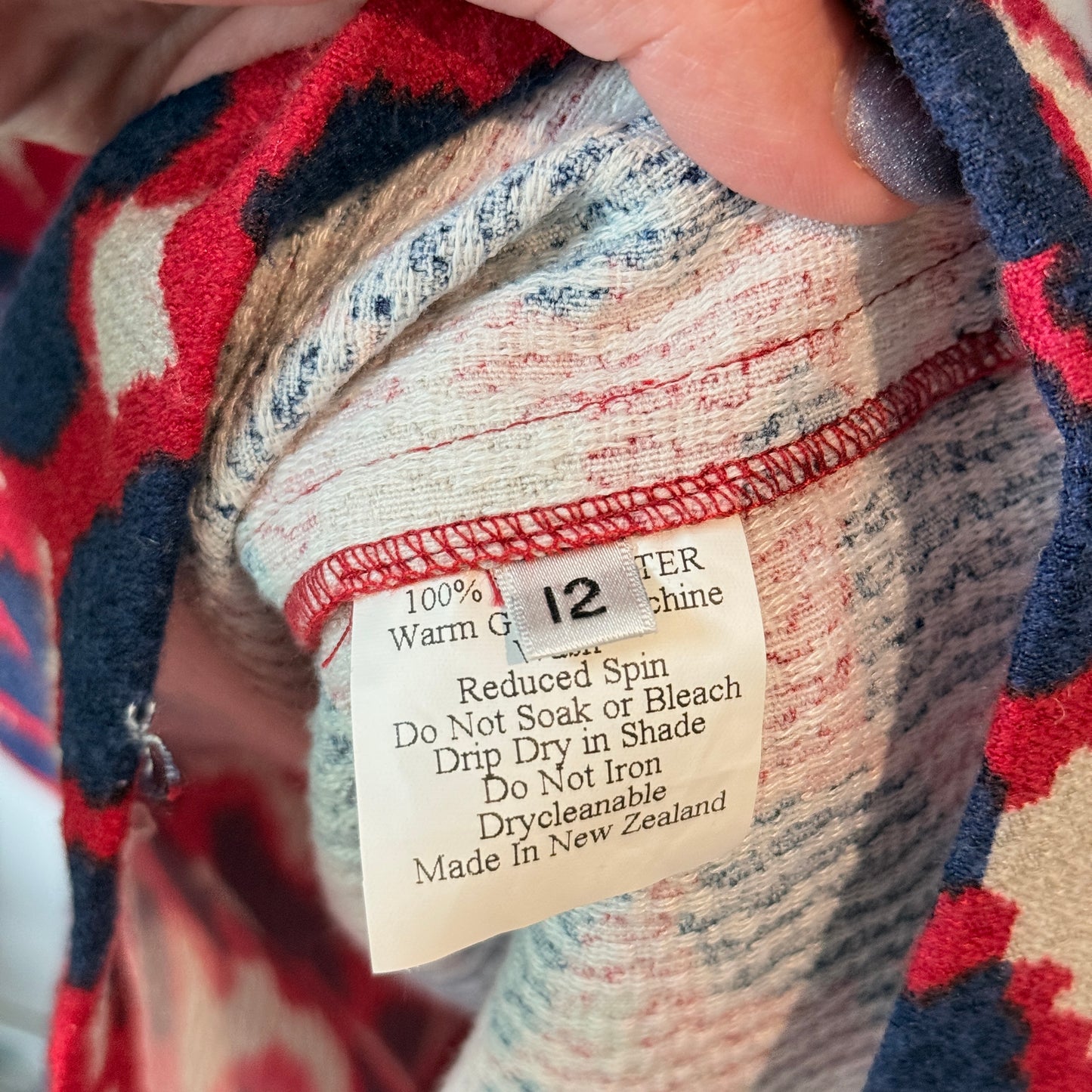 Carlson Size 12 Red, Black & White Print Midi Dress