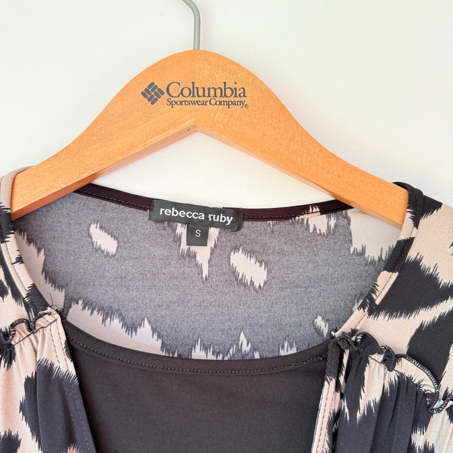 Rebecca Ruby Black and Tan Floral Print Dress - S