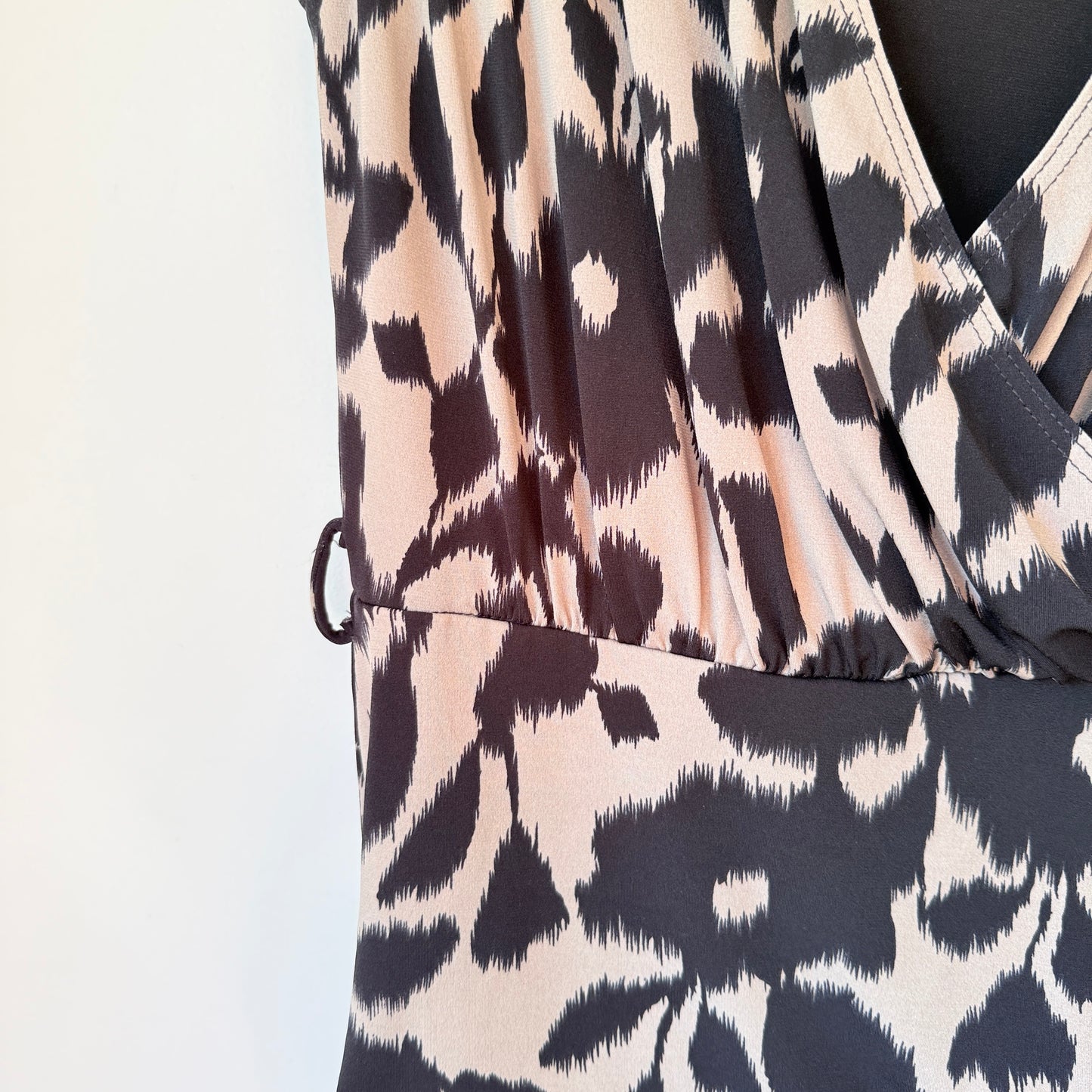 Rebecca Ruby Black and Tan Floral Print Dress - S