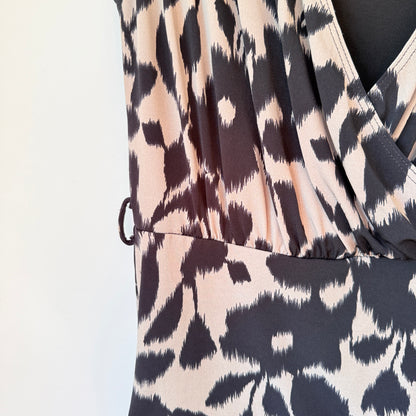 Rebecca Ruby Black and Tan Floral Print Dress - S