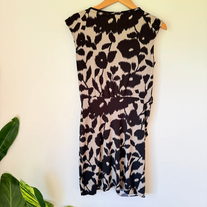 Rebecca Ruby Black and Tan Floral Print Dress - S