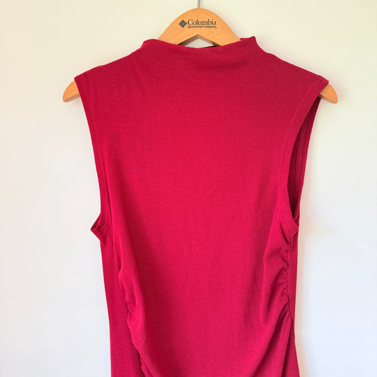 SHEIN High Neck Ruched Midi Dress Red - Size M