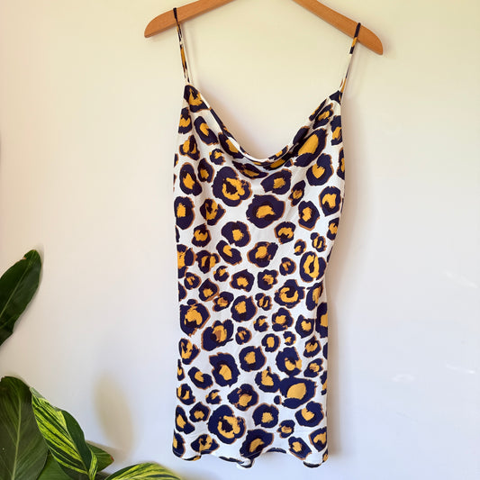 Beginning Boutique Cowl Neck Animal Print Slip Dress - Size 8
