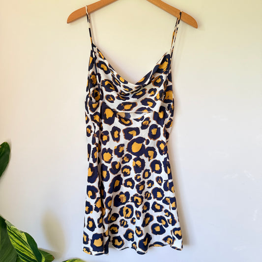 Beginning Boutique Cowl Neck Animal Print Slip Dress - Size 8