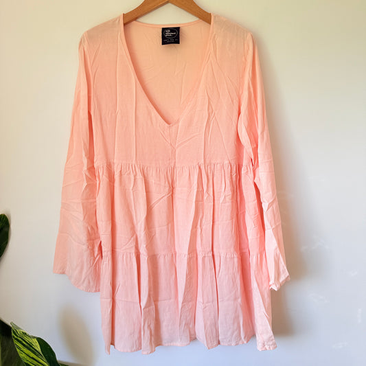 All About Eve Peach Tiered Smock Dress - Size 10
