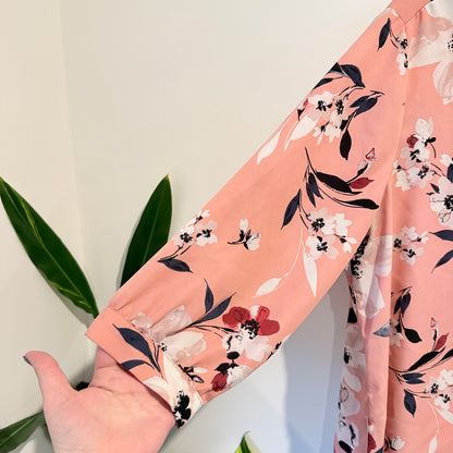 Millers Size 16 Pink Floral Tie-Neck Blouse