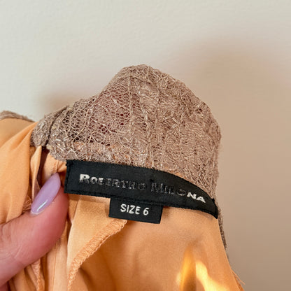 Roberto Milona Size 6 Peach-Colored Sleeveless Dress