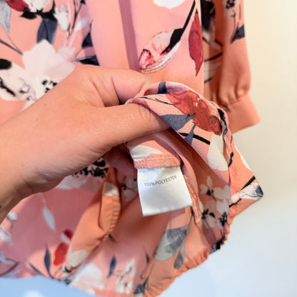 Millers Size 16 Pink Floral Tie-Neck Blouse