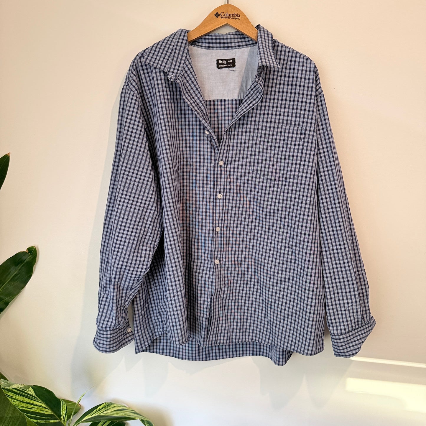 Mr Big 4XL Long-Sleeve Gingham Check Shirt