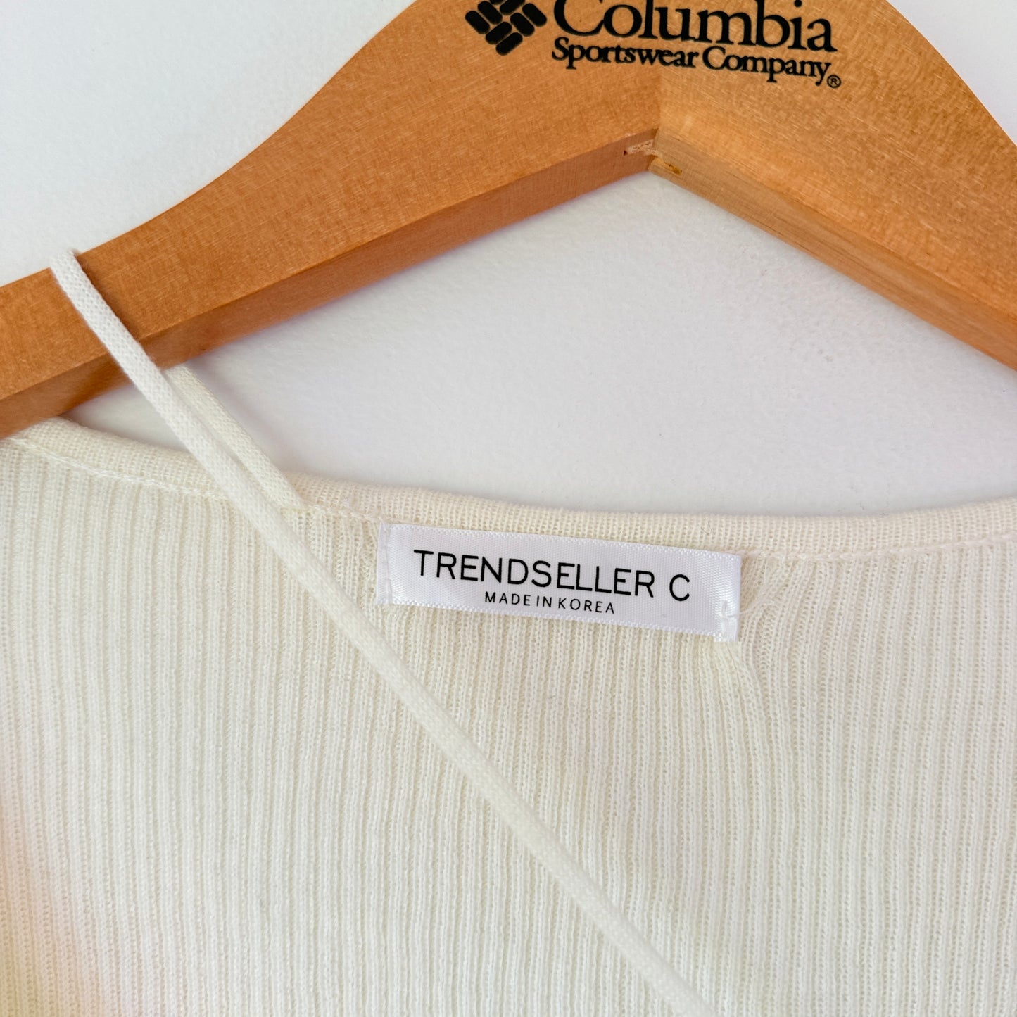 TRENDSELLER C Cream Ribbed Knit Criss-Cross Top - 35cm U/Arm