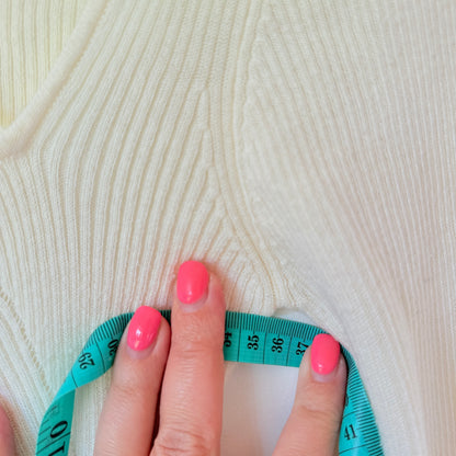 TRENDSELLER C Cream Ribbed Knit Criss-Cross Top - 35cm U/Arm