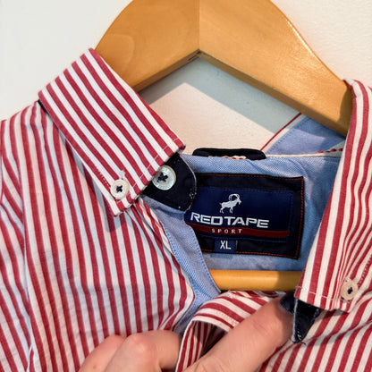 RedTape Sport Size XL Striped Long-Sleeved Button-Down Casual Shirt