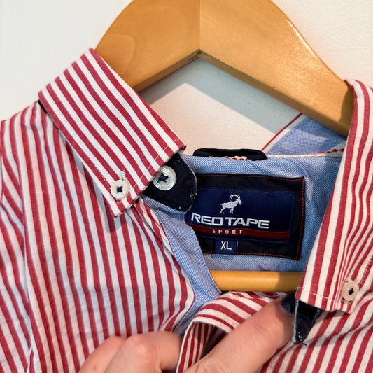 RedTape Sport Size XL Striped Long-Sleeved Button-Down Casual Shirt