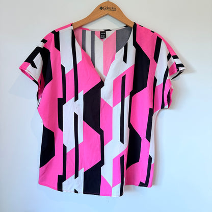 SHEIN V-Neck Blouse Geometric Print - Size M