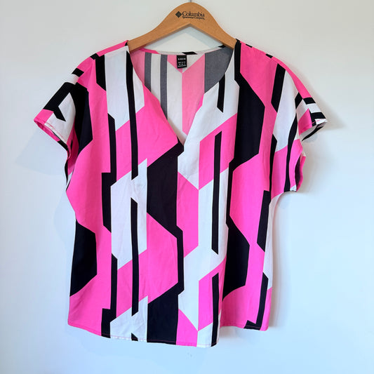 SHEIN V-Neck Blouse Geometric Print - Size M