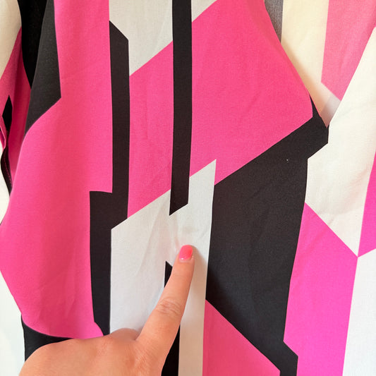 SHEIN V-Neck Blouse Geometric Print - Size M