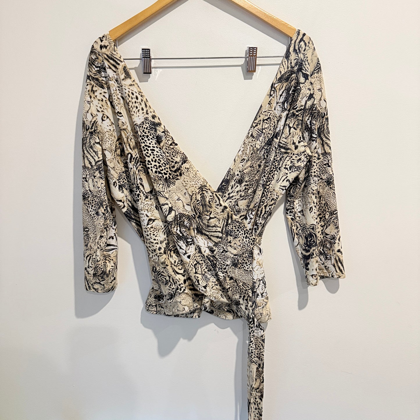 Geena Paige Size 14 Long-Sleeved Wrap Blouse