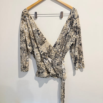 Geena Paige Size 14 Long-Sleeved Wrap Blouse