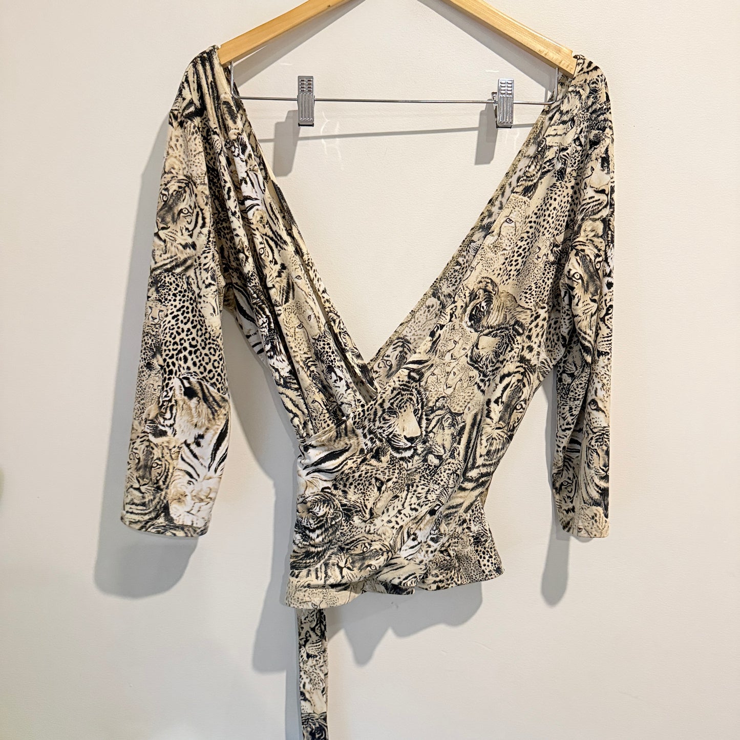 Geena Paige Size 14 Long-Sleeved Wrap Blouse