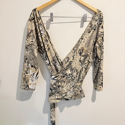 Geena Paige Size 14 Long-Sleeved Wrap Blouse