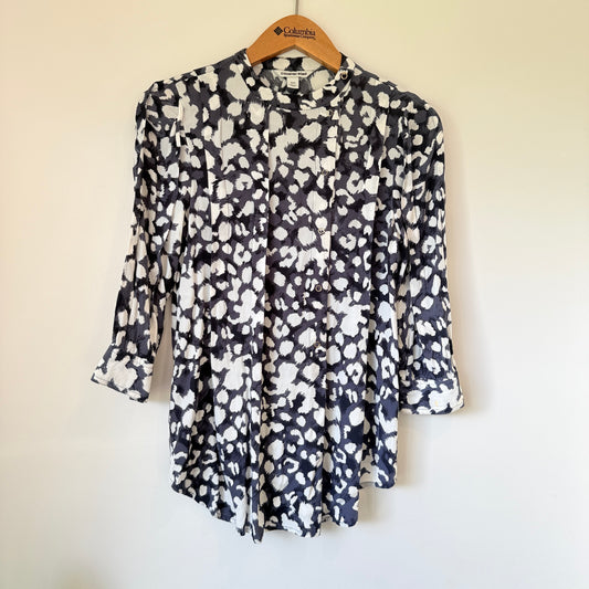 Country Road Stand Collar Blouse Leopard Print - Size XXS