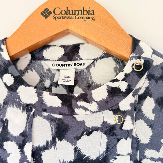 Country Road Stand Collar Blouse Leopard Print - Size XXS