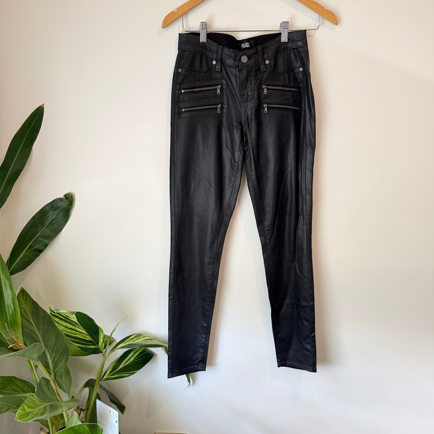 Paige Size 25 Ultra Skinny Vinyl Look Pants