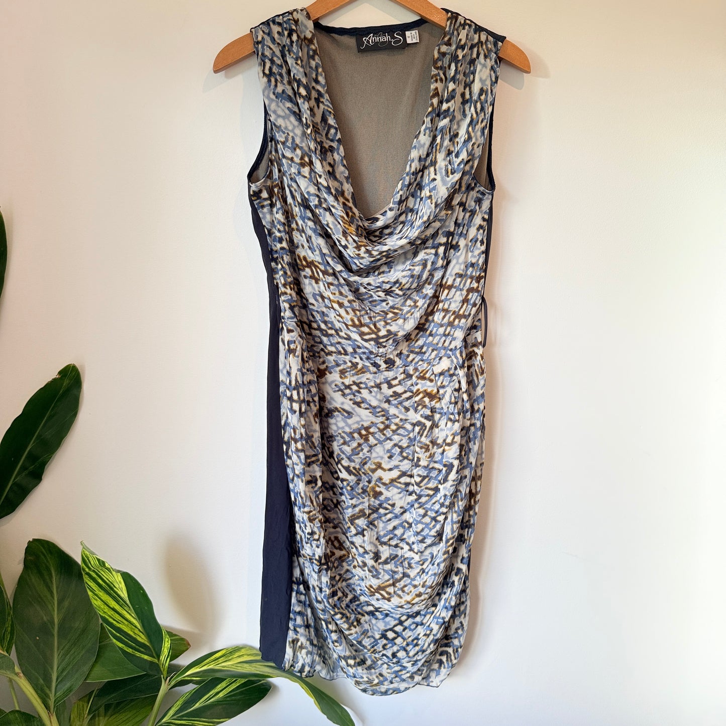 Annah Stretton Draped Cowl Neck Midi Dress - Size 12