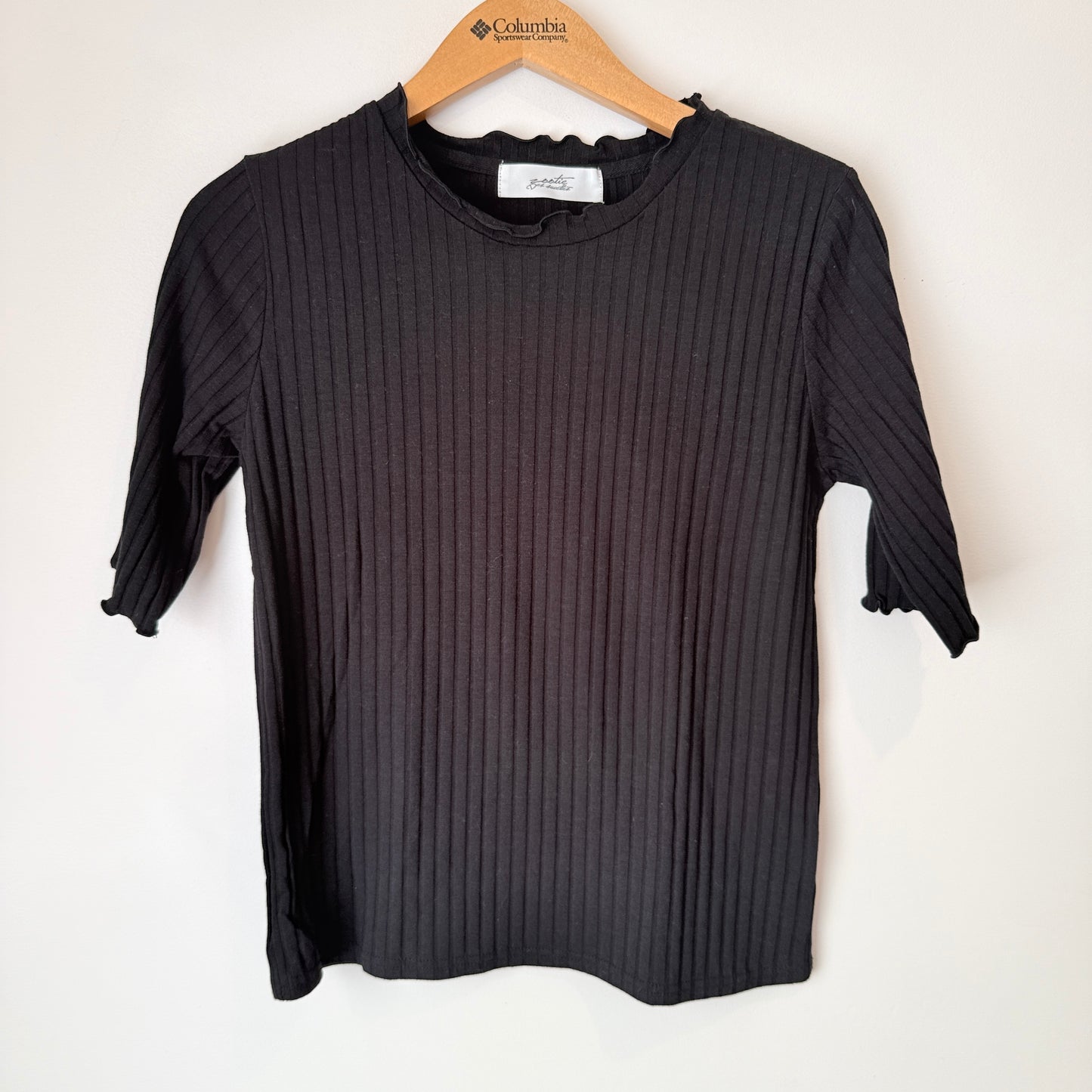 Zeetie des Succetes Ribbed Knit Short-Sleeve Top – U/Arm 43cm