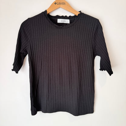 Zeetie des Succetes Ribbed Knit Short-Sleeve Top – U/Arm 43cm