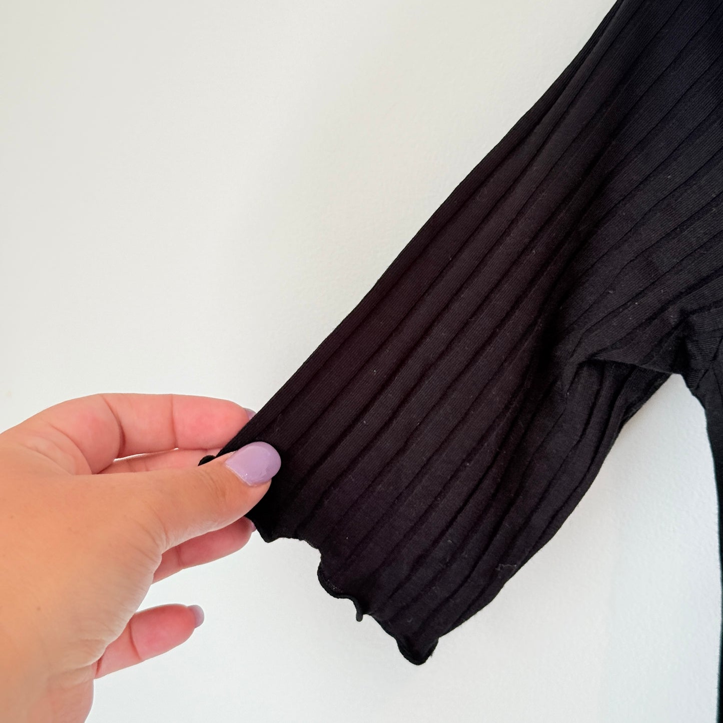 Zeetie des Succetes Ribbed Knit Short-Sleeve Top – U/Arm 43cm