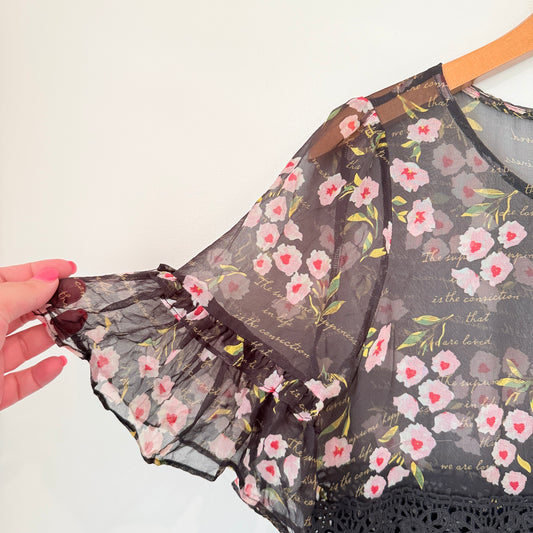 Brand Unknown Size U/Arm 46cm Black Sheer Mini Dress