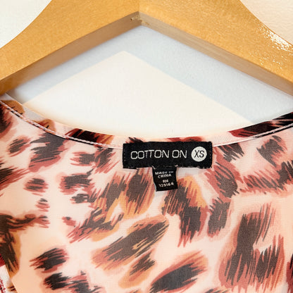 Cotton On Size XS Sheer Leopard-Print Sleeveless Top