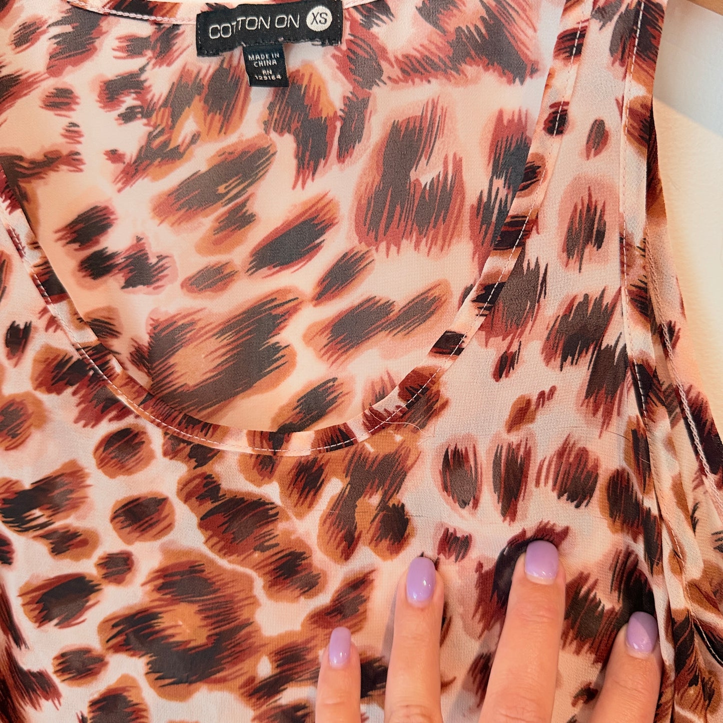 Cotton On Size XS Sheer Leopard-Print Sleeveless Top