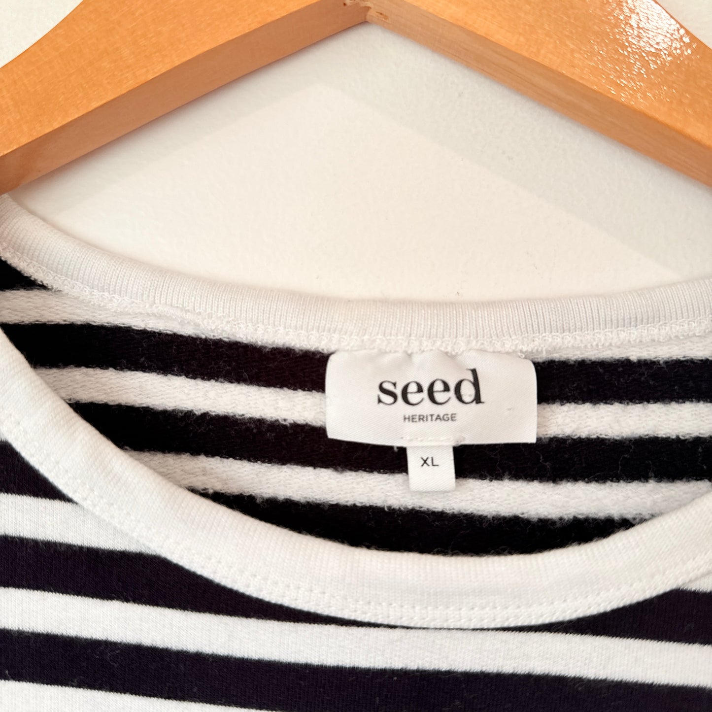 Seed Size XL Black and White Striped Long-Sleeve Blouse